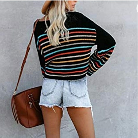 Striped Knit Pullover Sweater - Medium - Picture 2 of 6